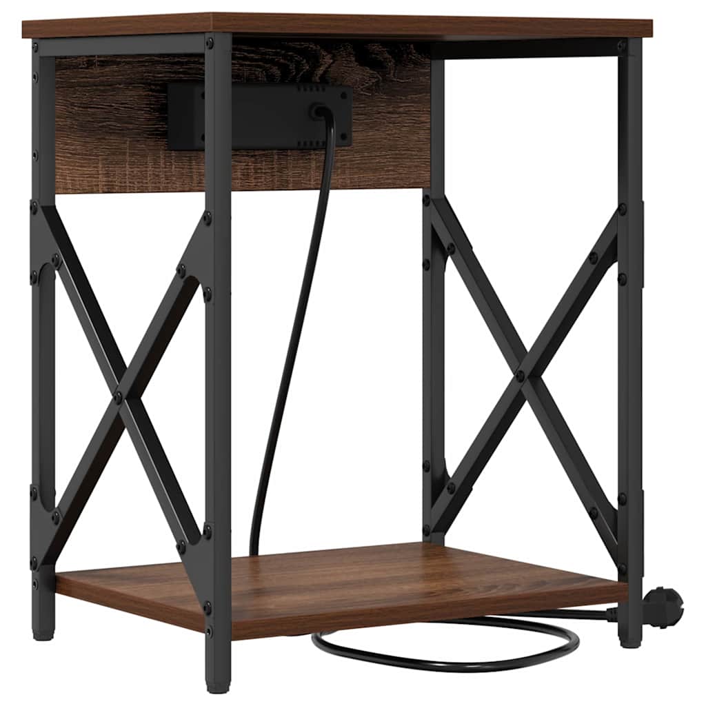 Nachttisch mit Ladestation Braune Eiche 41 x 31 x 51 cm