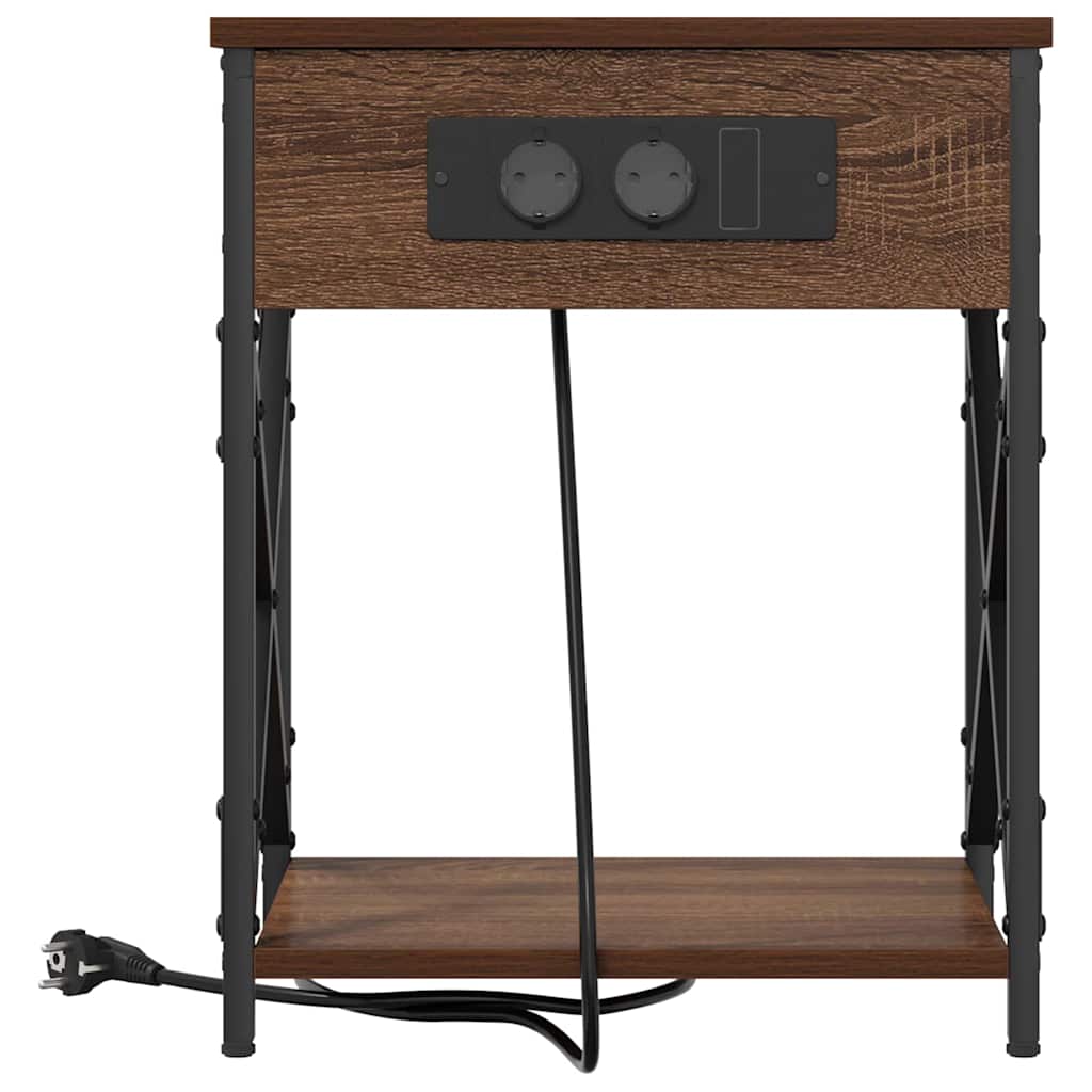 Nachttisch mit Ladestation Braune Eiche 41 x 31 x 51 cm