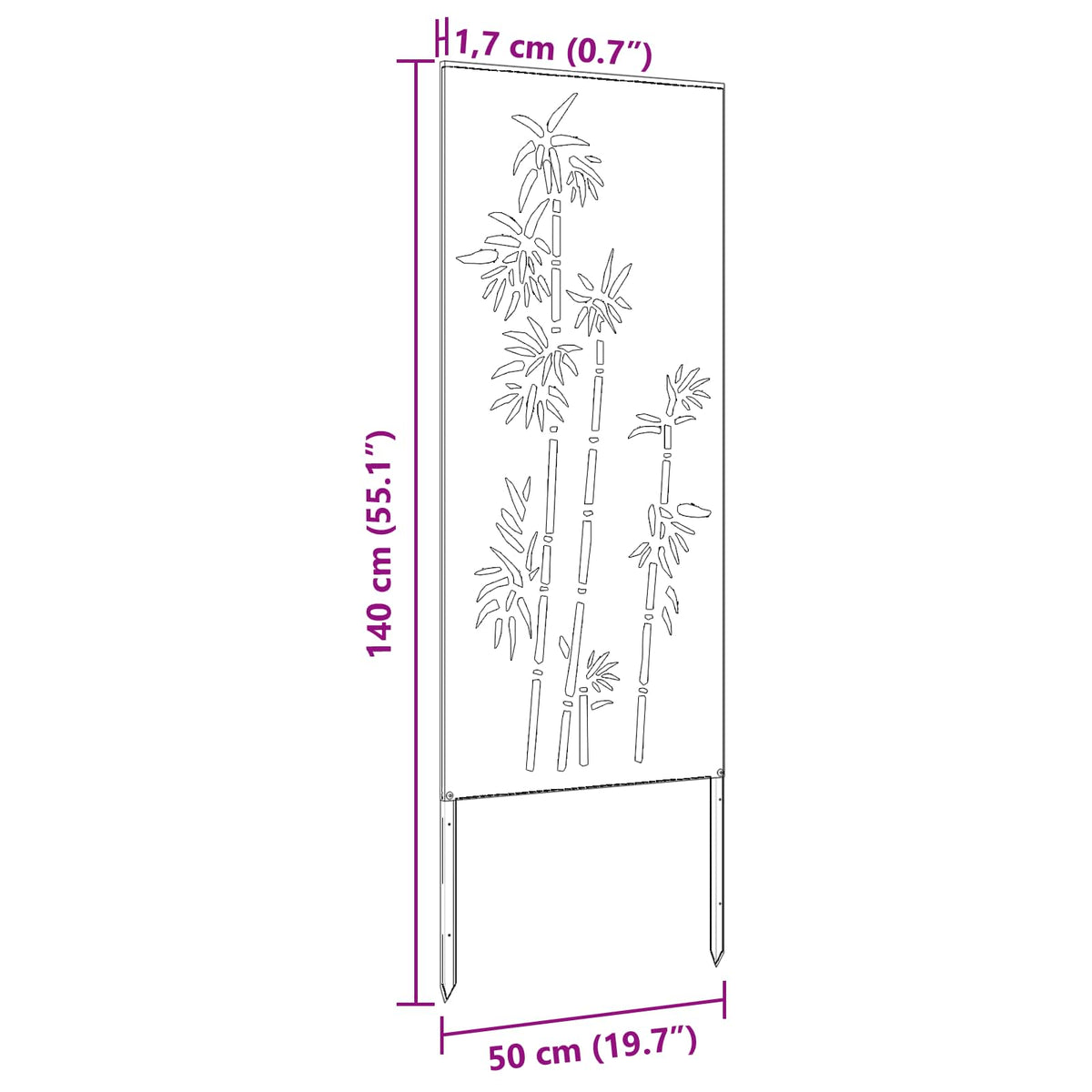 Garten Sichtschutz-Leinwand Floral Rostoptik 50 x 140 cm