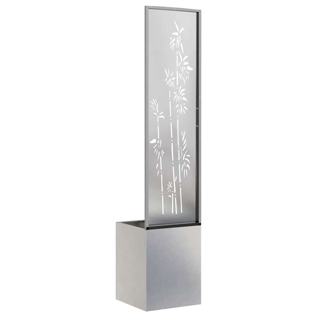 Blumentopf mit dekorativem Paneel Silber 32 x 140 cm Edelstahl