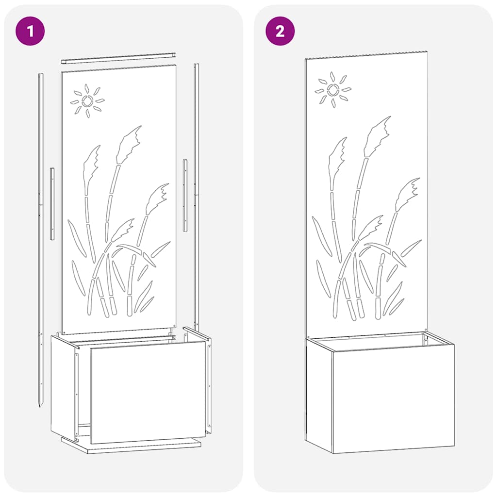 Blumentopf mit dekorativem Paneel Rostig 50 x 140 cm