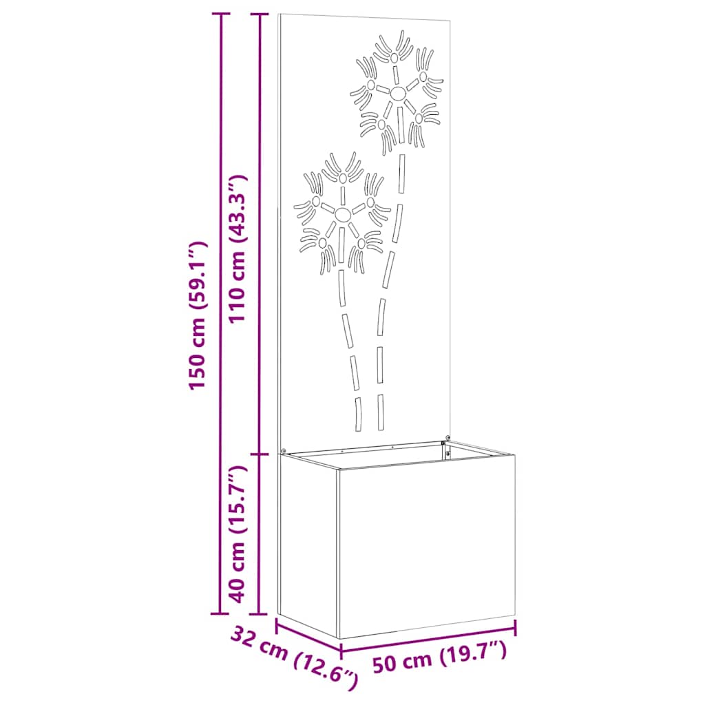 Garten Sichtschutz-Leinwand Floral Olivgrün 50 x 32 x 150 cm
