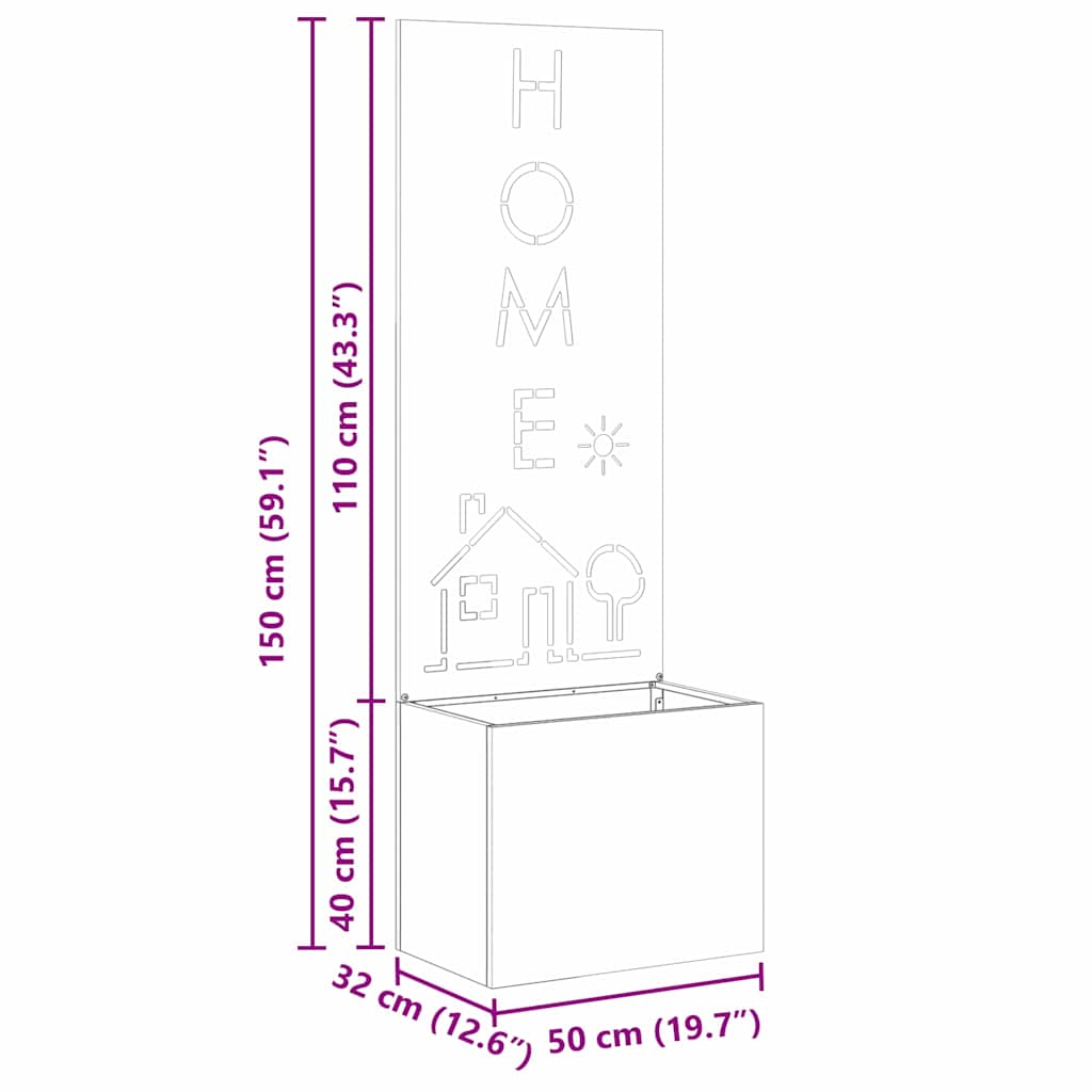 Blumentopf mit dekorativem Paneel Anthrazit 50 x 140 cm