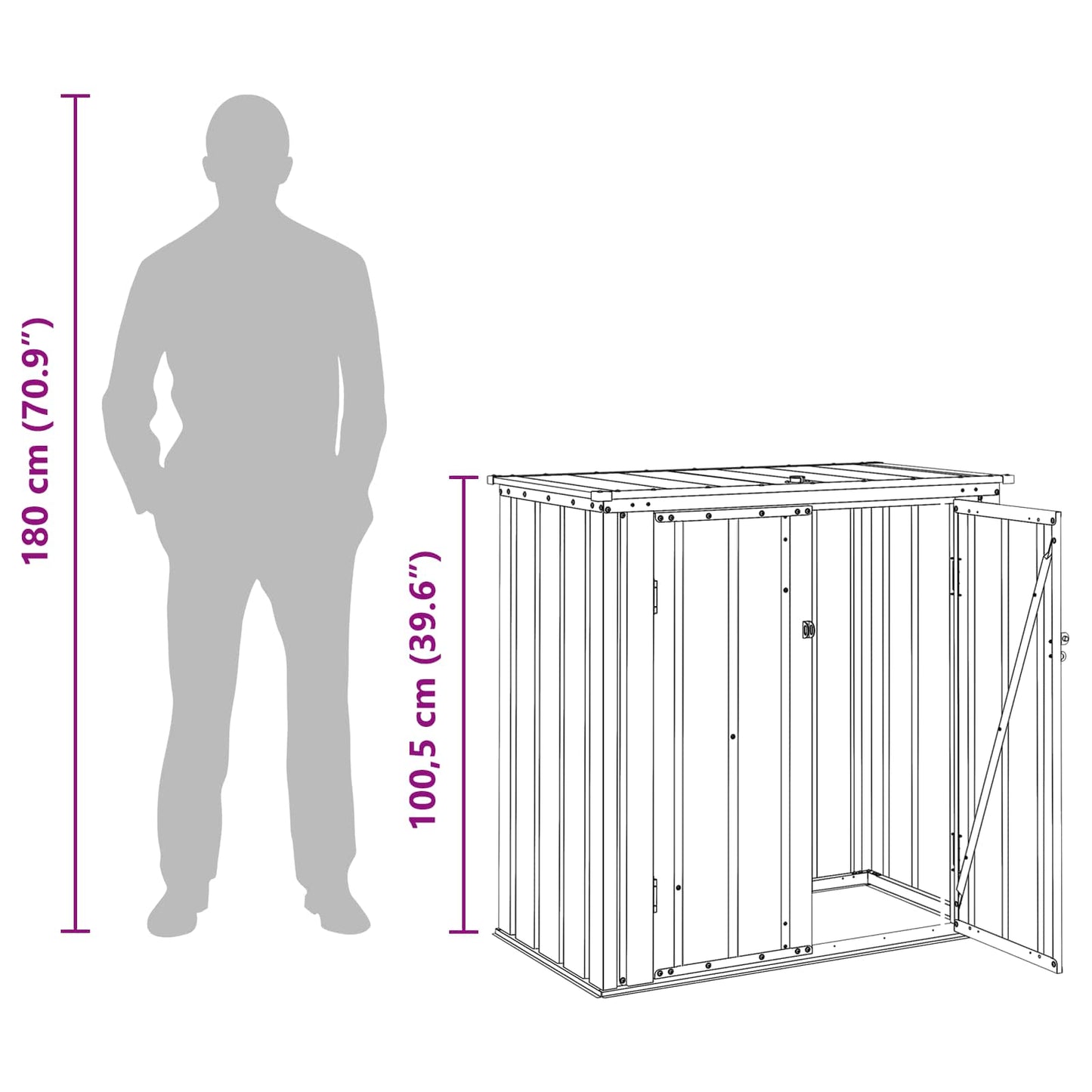 Gartenlagerbox Schwarz 101,5 x 57 x 100,5 cm Stahl