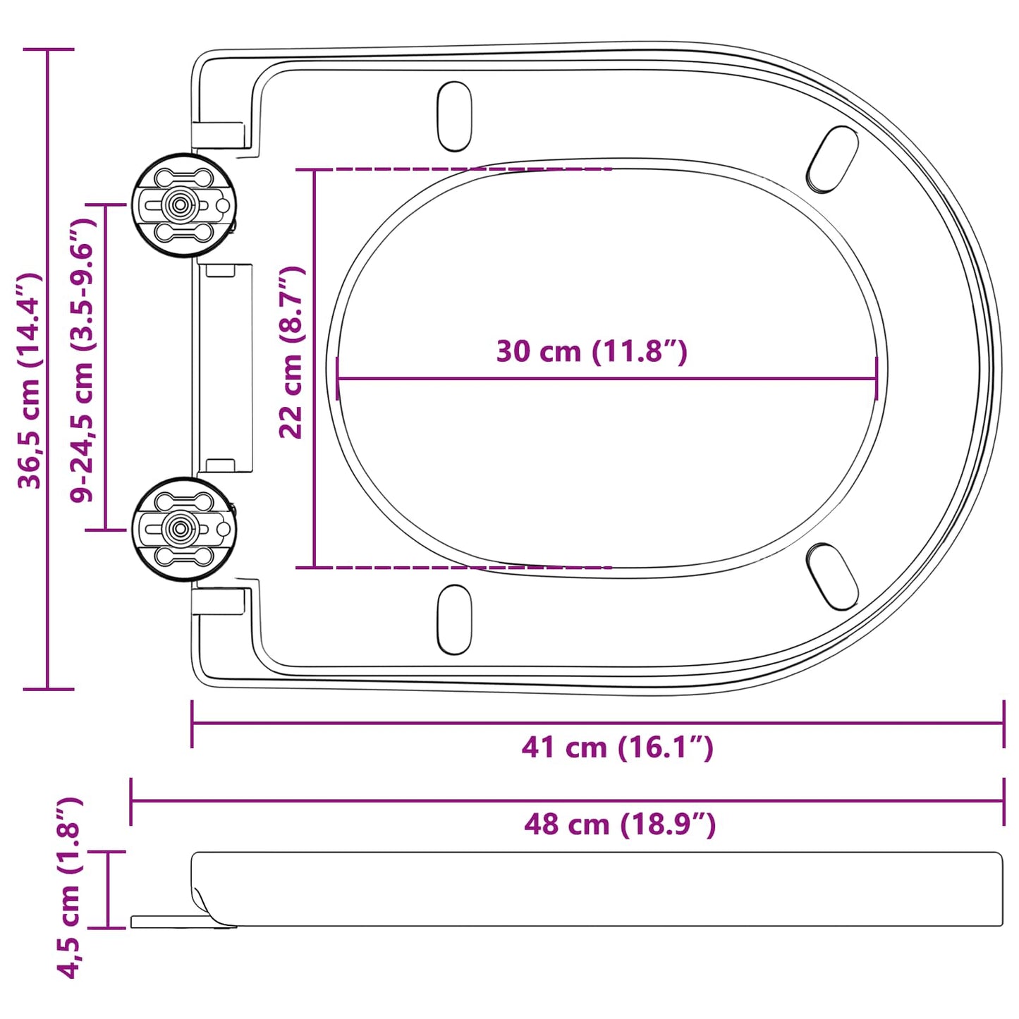 Toilettensitz Verstellbar Weiß 48 x 36,5 x 4,5 cm Polypropylen