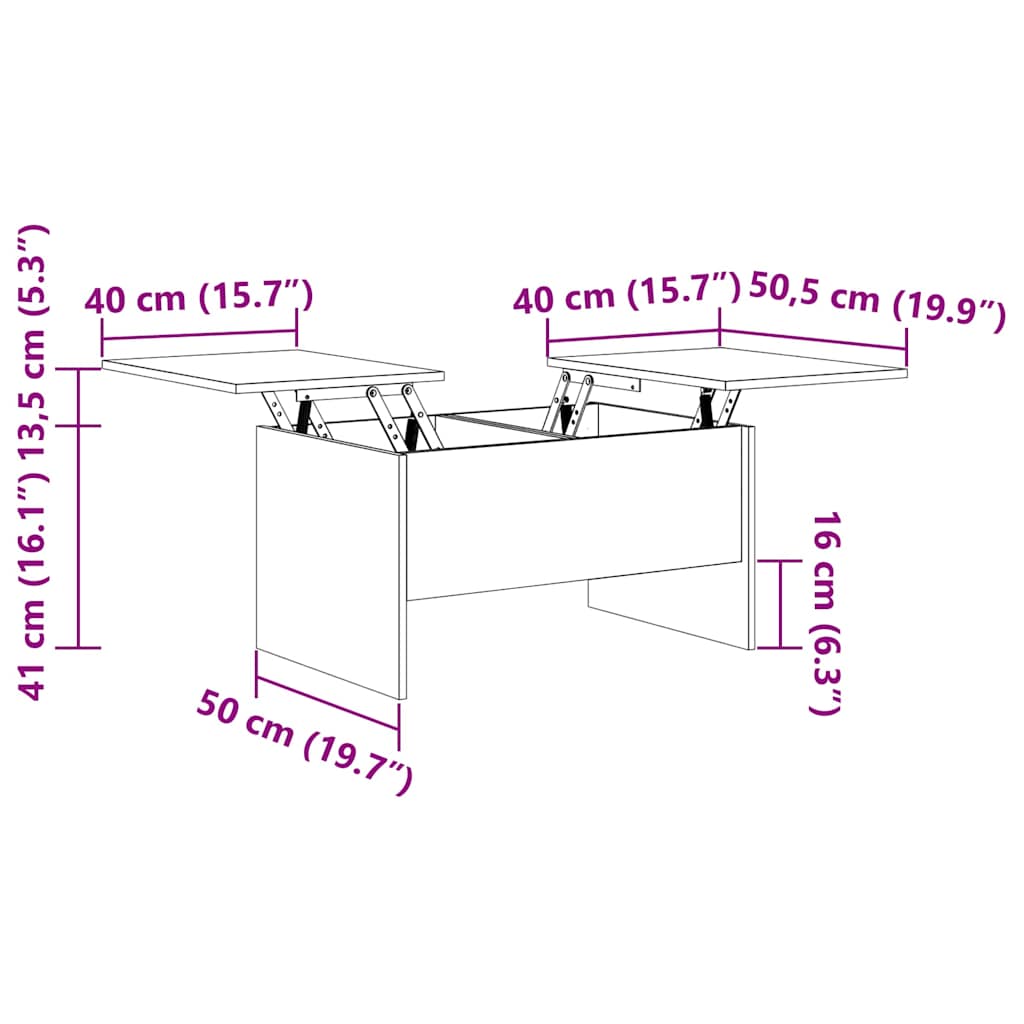 Couchtisch Schwarz Eichen-Optik 80 x 50,5 x 42,5 cm