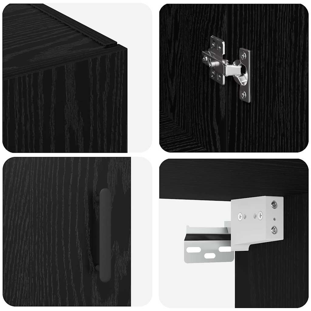 Wandschrank Schwarz Eichen-Optik 69.5 x 34 x 90 cm