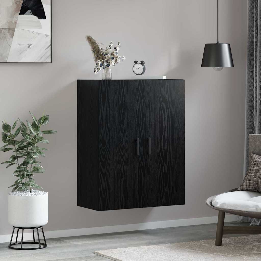Wandschrank Schwarz Eichen-Optik 69.5 x 34 x 90 cm