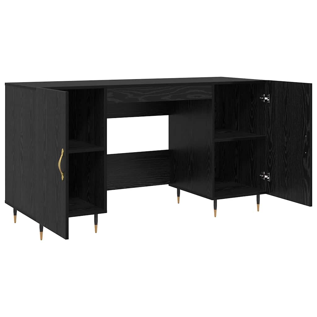 Schreibtisch mit Regal Schwarz Eichen-Optik 140 x 50 x 75 cm