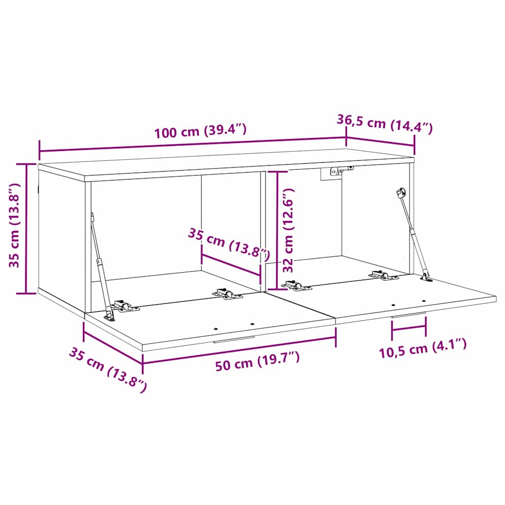 Wandschrank 100 x 36,5 x 35 cm Holzwerkstoff Artisan-Eiche
