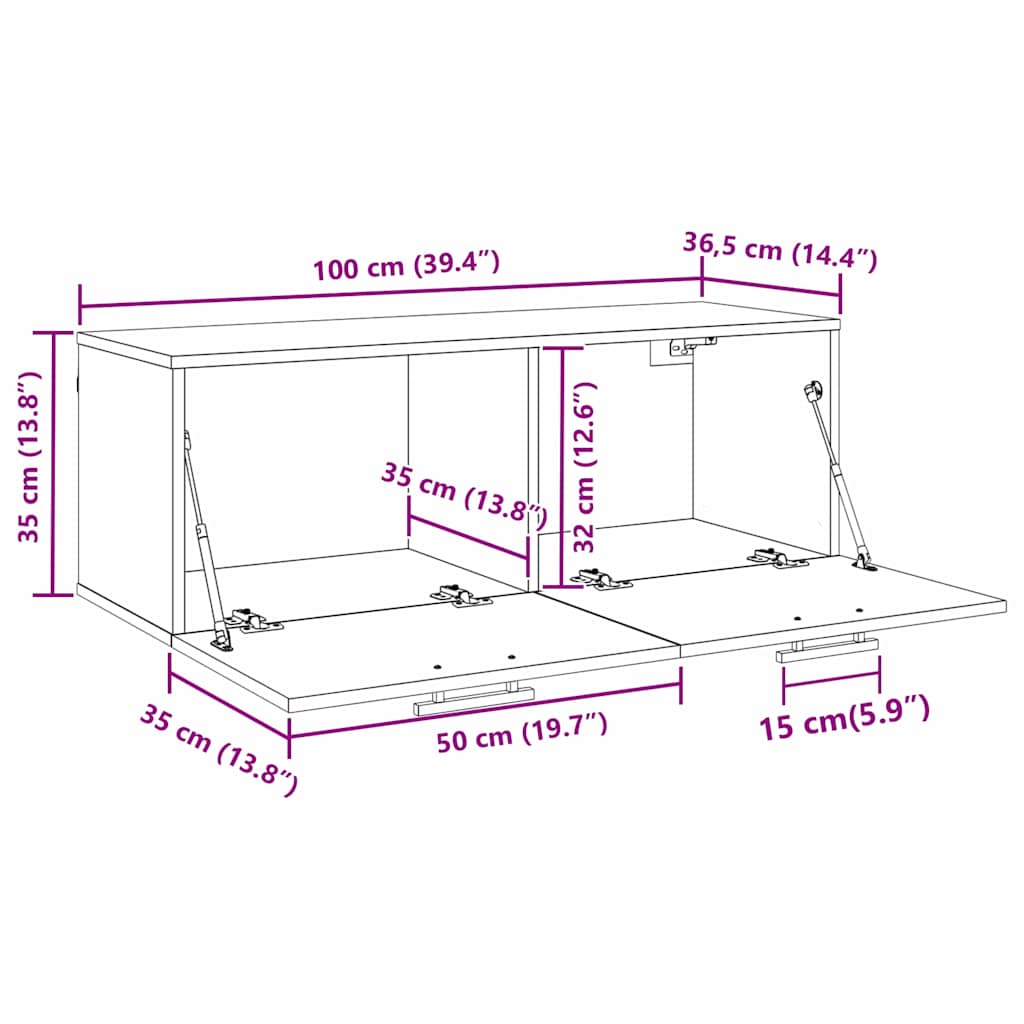 Wandschrank 100 x 36,5 x 35 cm Holzwerkstoff Artisan-Eiche