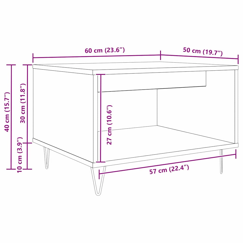Couchtisch Schwarz Eichen-Optik 60 x 50 x 40 cm Holzwerkstoff