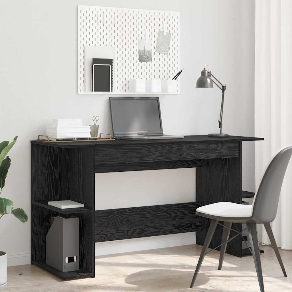 Schreibtisch mit Regal Schwarz Eichen-Optik 140 x 50 x 75 cm