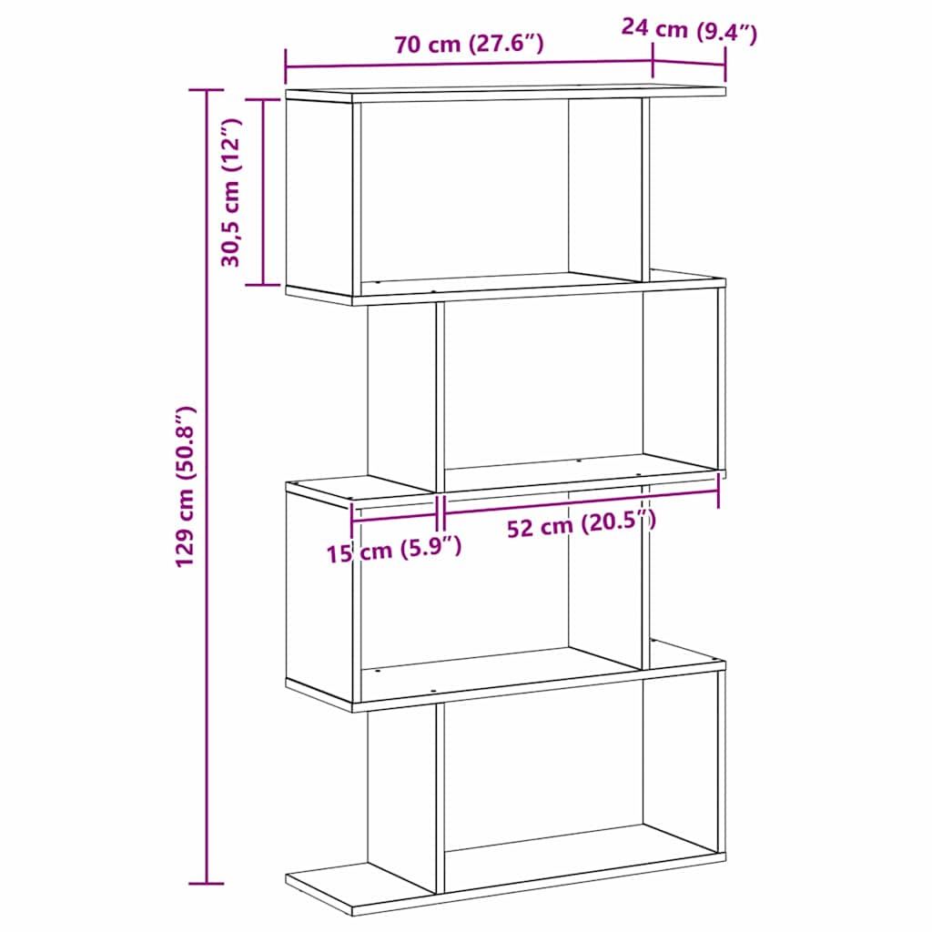 Bücherregal Schwarz 70 x 24 x 129 cm Holzwerkstoff