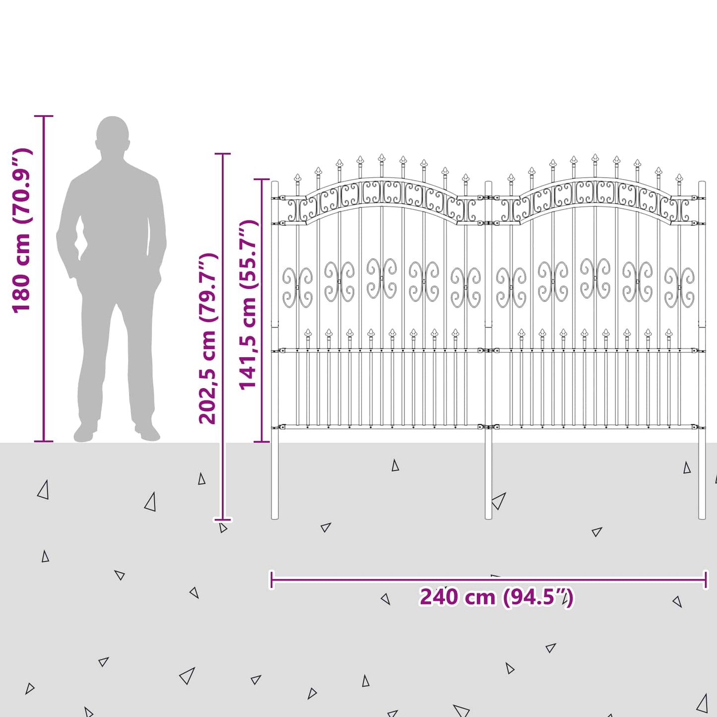 Gartenzaun KAMPEN 240 x 202,5 cm Mesh Pulverbeschichteter Stahl