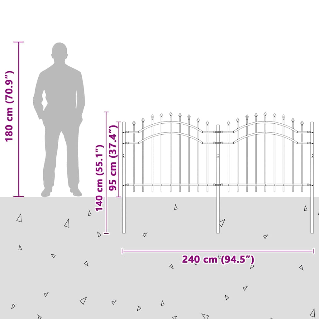 Gartenzaun WOERDEN 240 x 140 cm Pulverbeschichteter Stahl Weiß