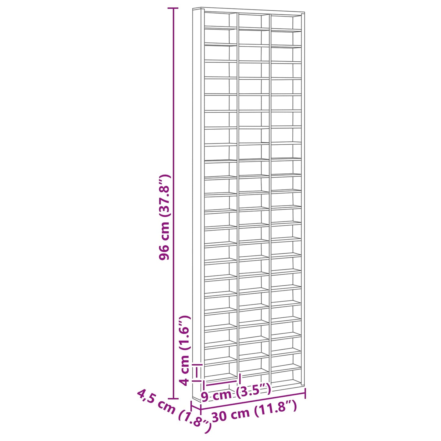Wanddisplay-Case Wandhalterung Beige 30 x 4,5 x 96 cm