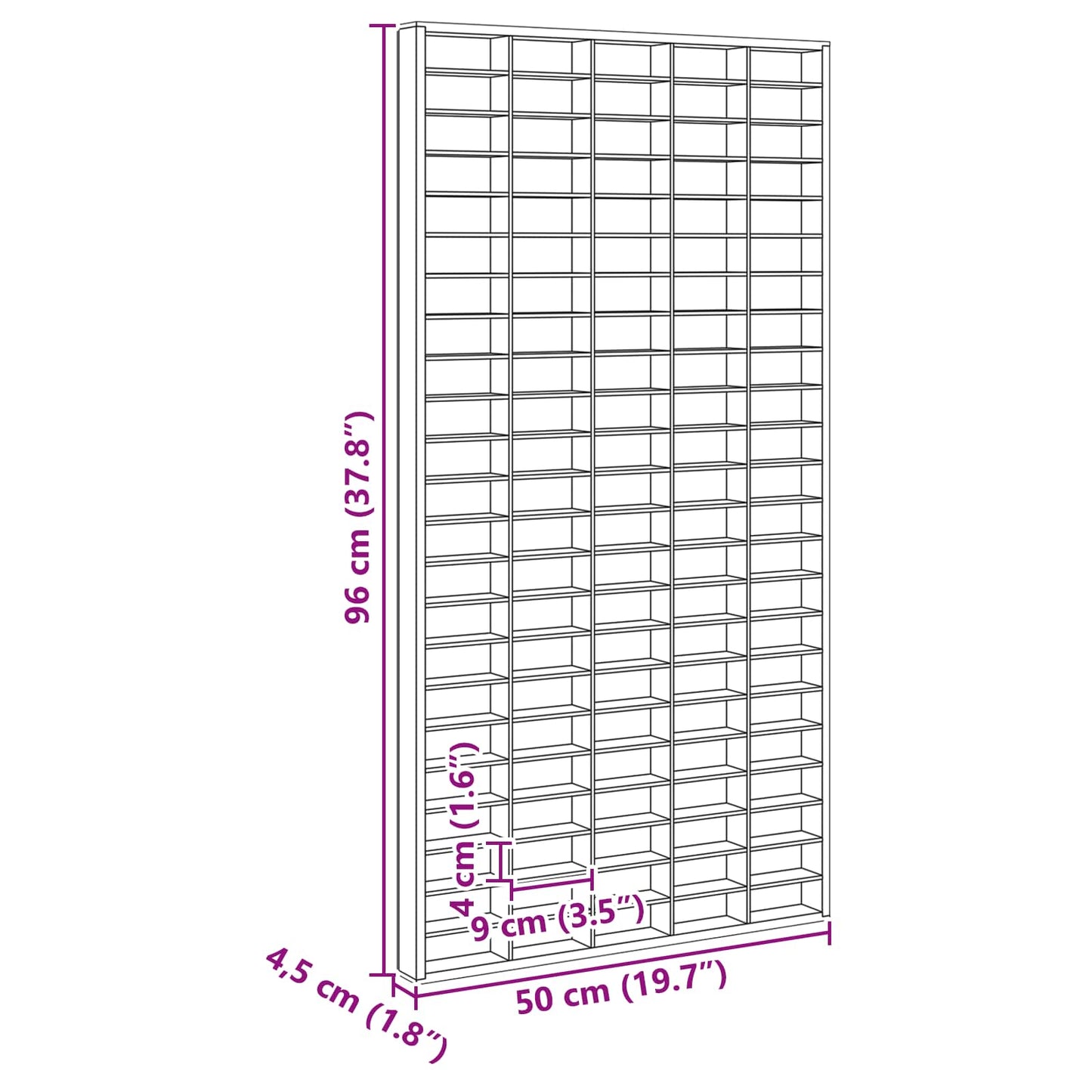 Wanddisplay-Case Wandhalterung Beige 50 x 4,5 x 96 cm