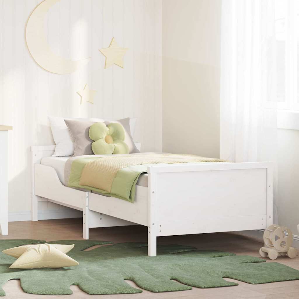 Ausziehbares Bettgestell für Kinder Weiß 80 x 130 / 165 / 200 cm