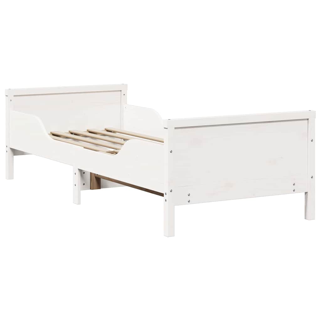 Ausziehbares Bettgestell für Kinder Weiß 80 x 130 / 165 / 200 cm