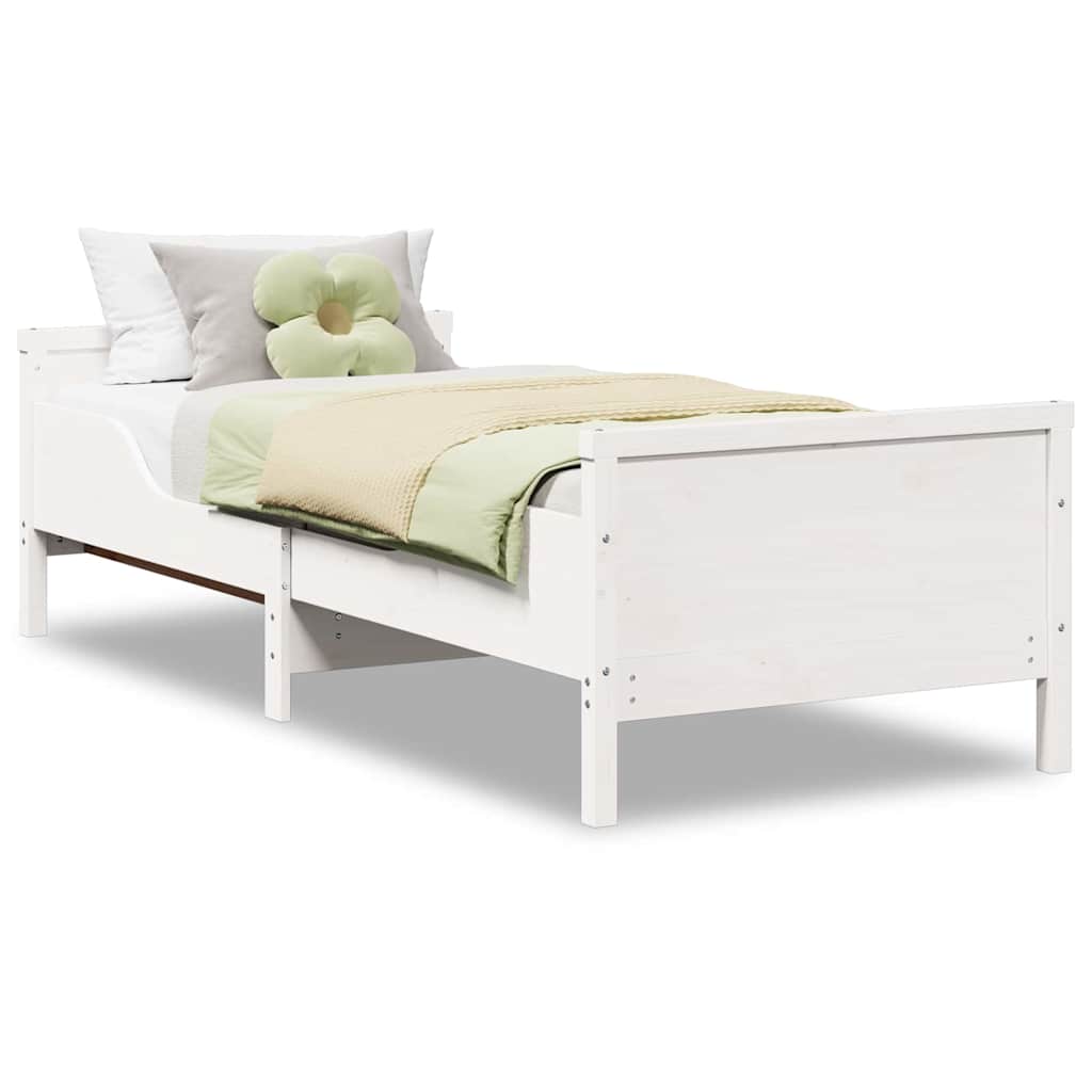 Ausziehbares Bettgestell für Kinder Weiß 80 x 130 / 165 / 200 cm