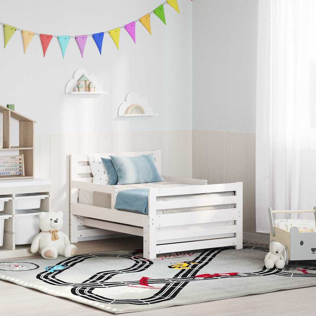 Ausziehbares Bettgestell für Kinder Weiß 80 x 130 / 165 / 200 cm
