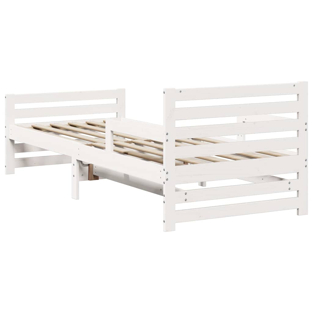 Ausziehbares Bettgestell für Kinder Weiß 80 x 130 / 165 / 200 cm