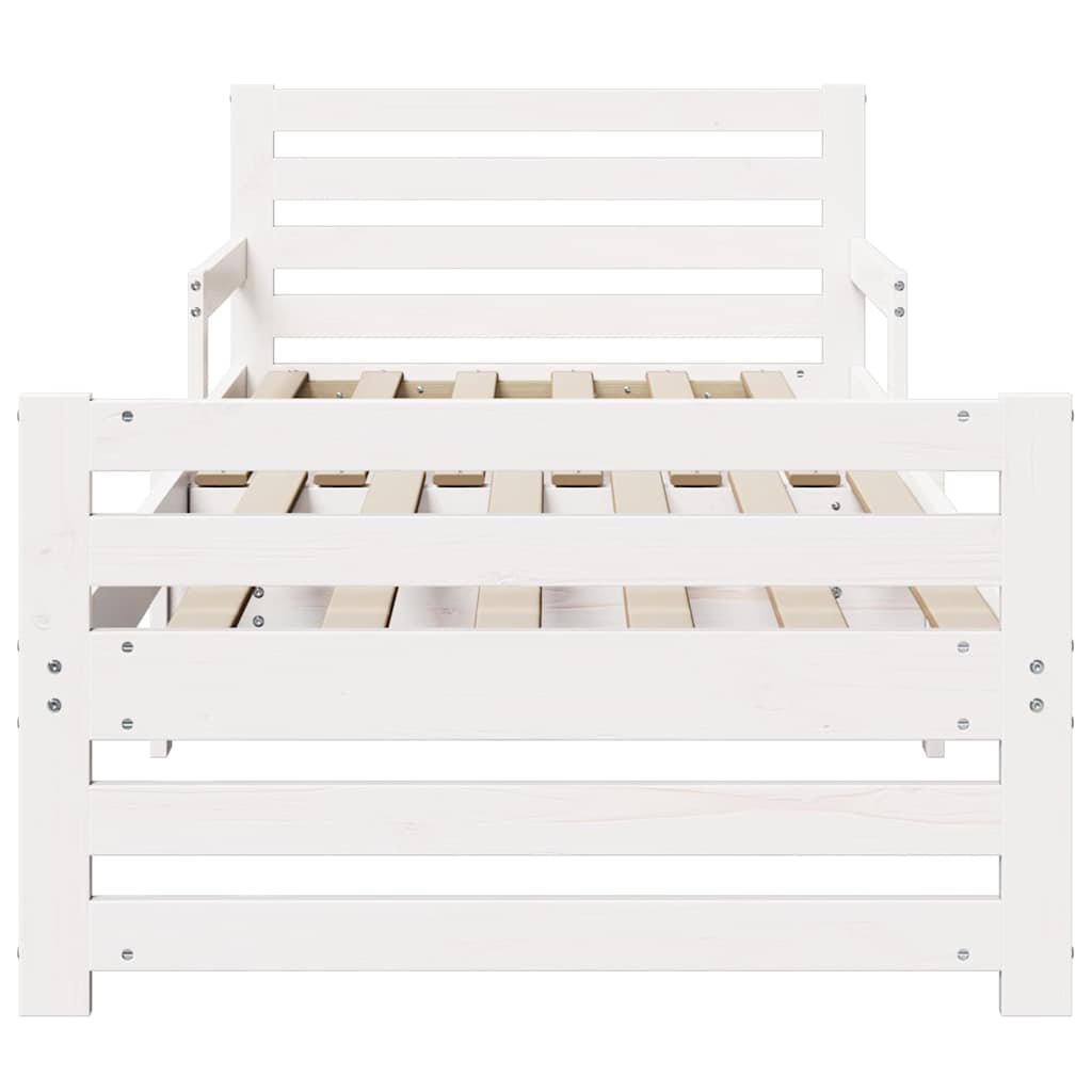 Ausziehbares Bettgestell für Kinder Weiß 80 x 130 / 165 / 200 cm