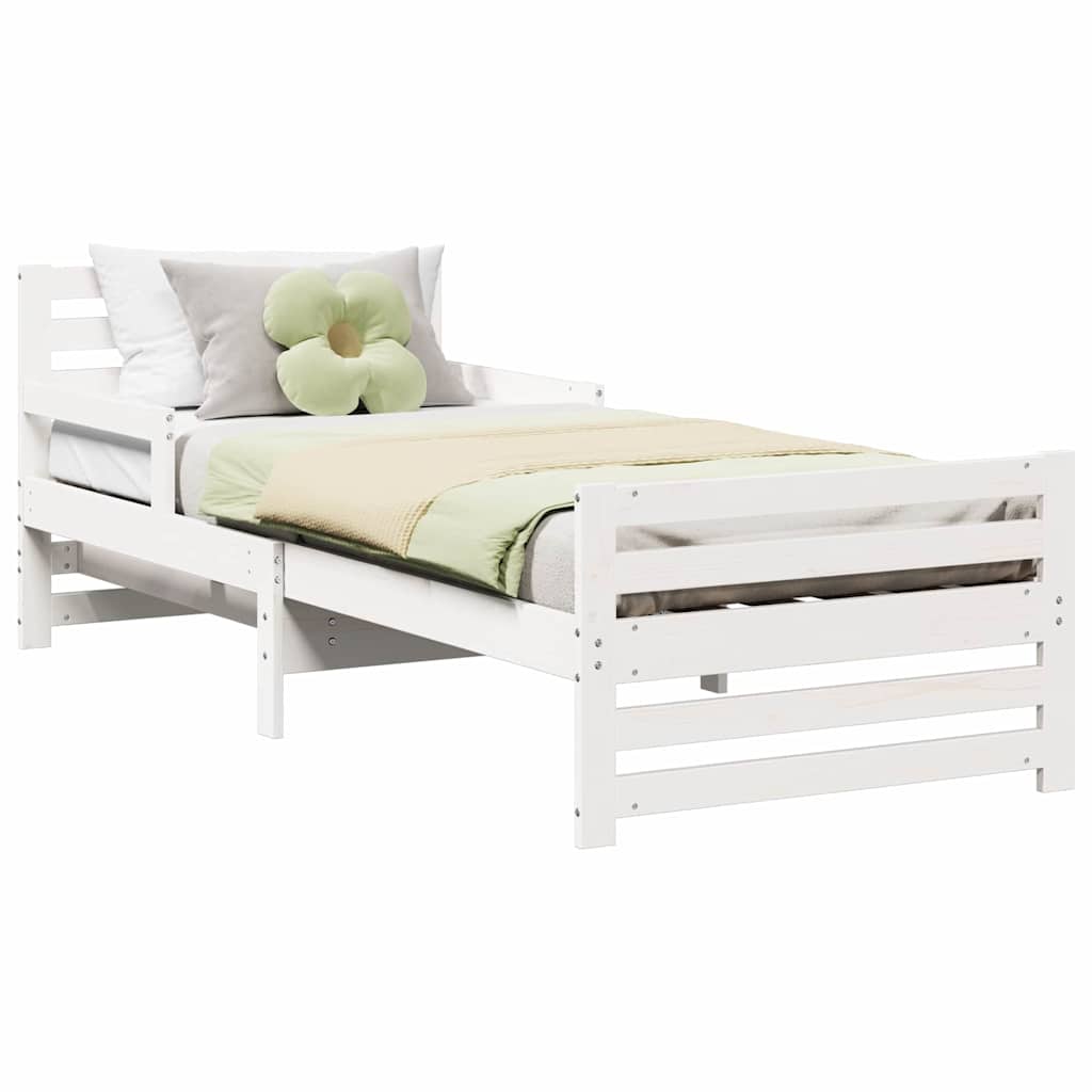 Ausziehbares Bettgestell für Kinder Weiß 80 x 130 / 165 / 200 cm