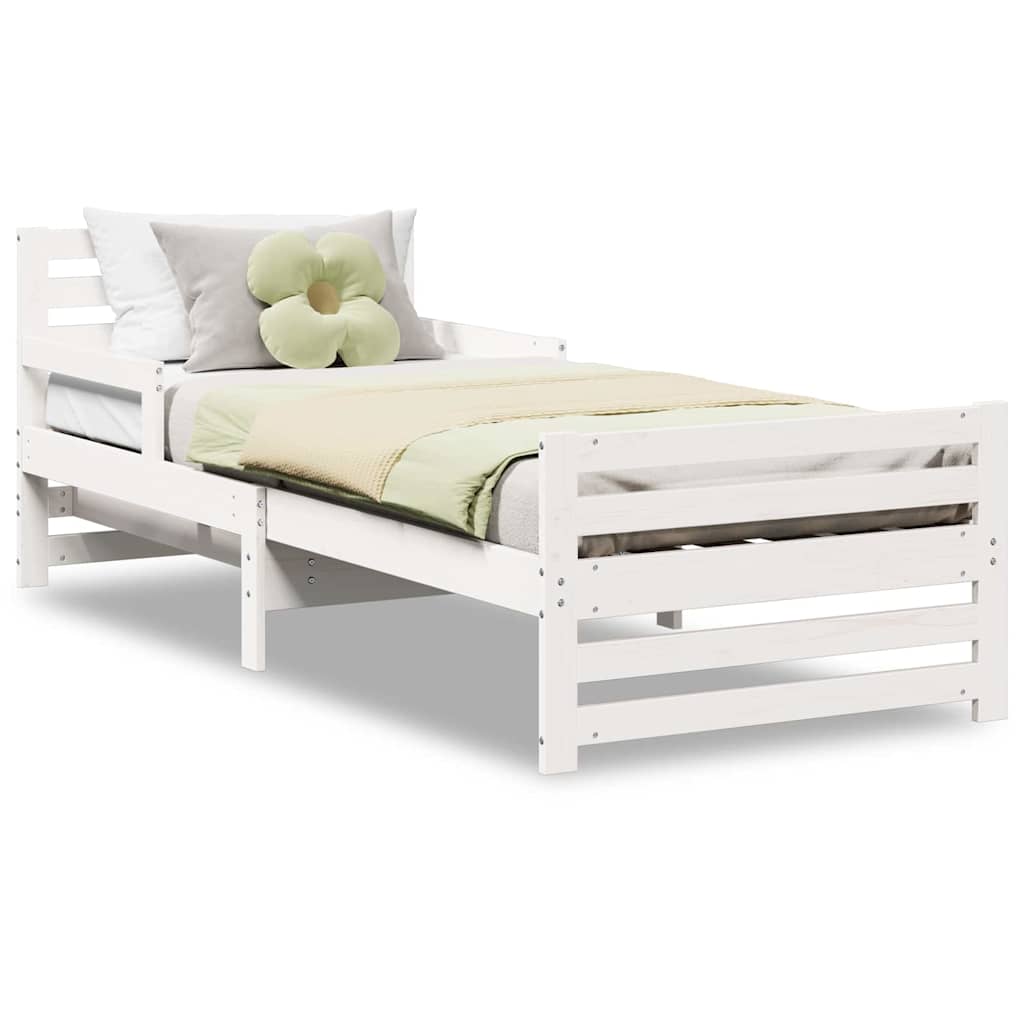 Ausziehbares Bettgestell für Kinder Weiß 80 x 130 / 165 / 200 cm