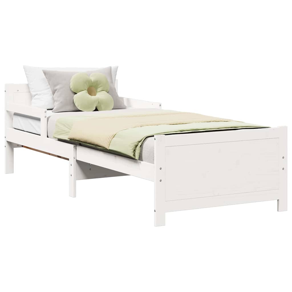 Ausziehbares Bettgestell für Kinder Weiß 80 x 130 / 165 / 200 cm