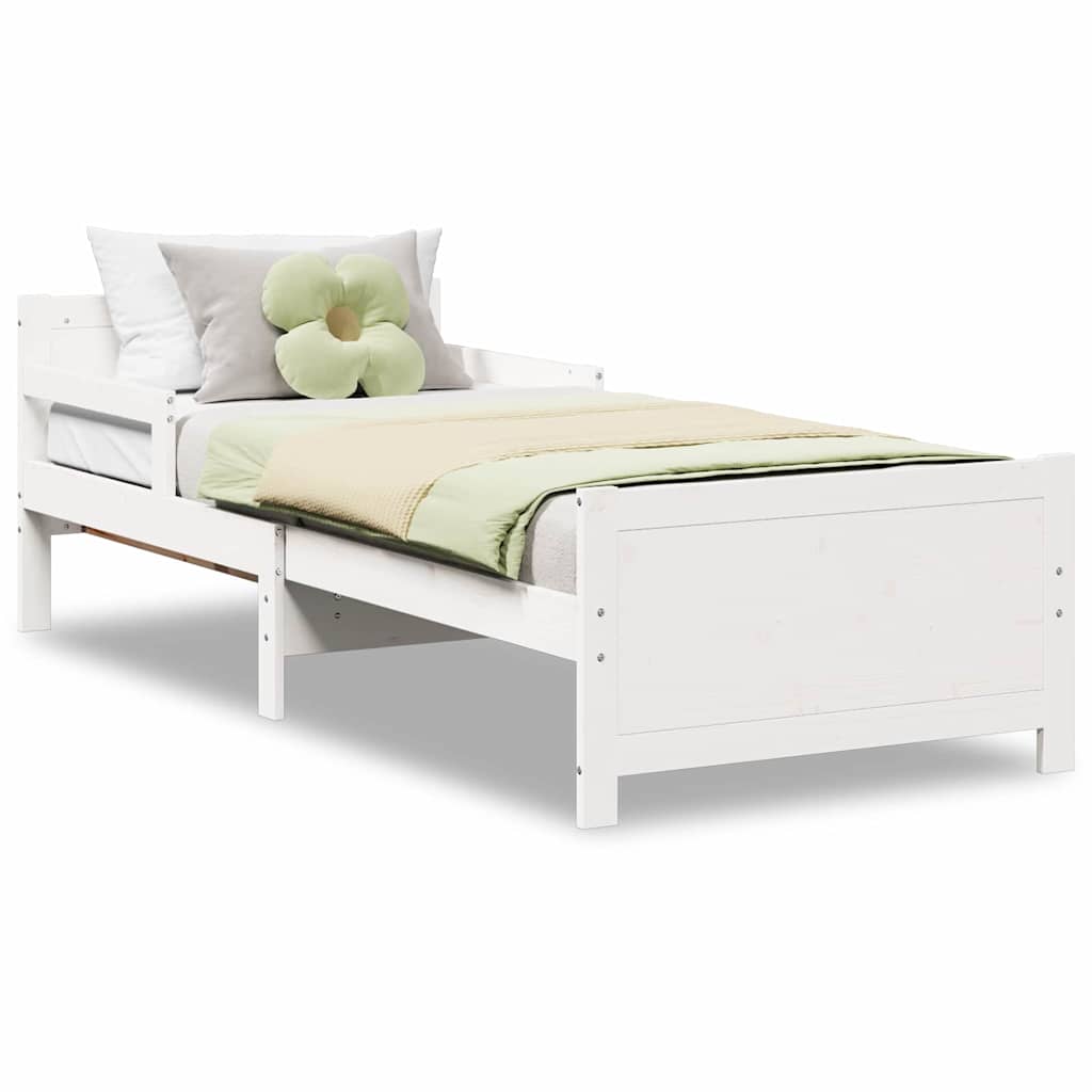 Ausziehbares Bettgestell für Kinder Weiß 80 x 130 / 165 / 200 cm