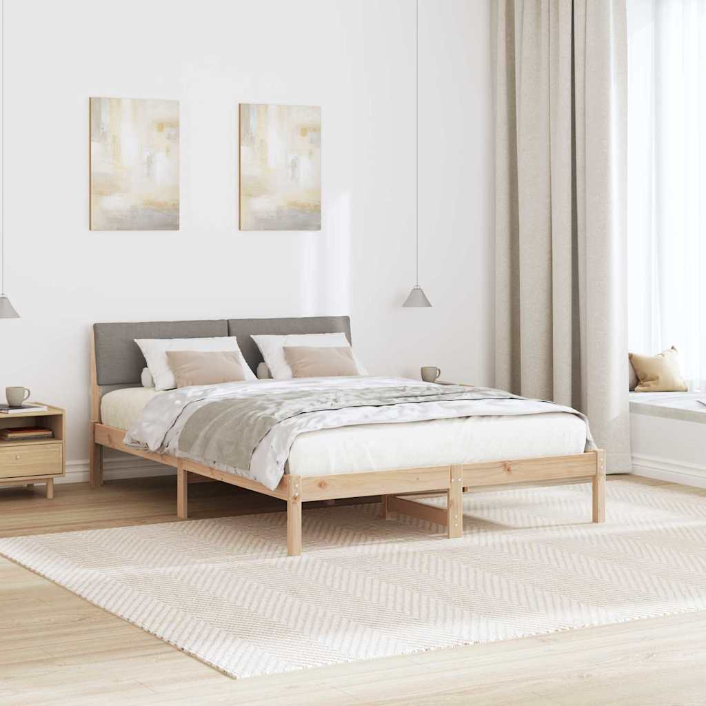 Bettgestell Braun und Taupe 150 x 200 cm Massivholz Kiefer