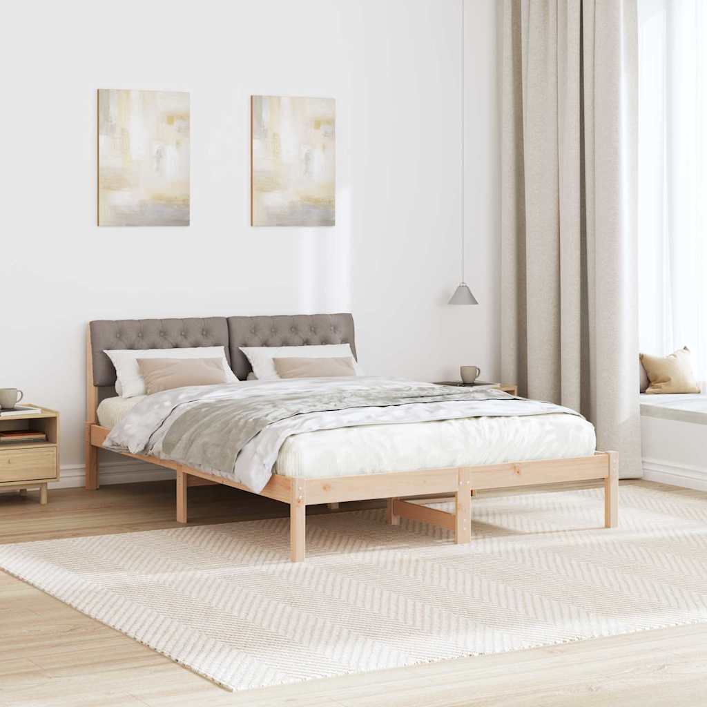 Bettgestell Braun und Taupe 135 x 190 cm Massivholz Kiefer