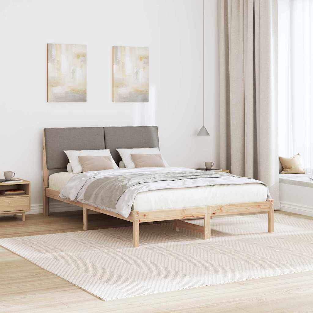 Bettgestell Braun und Taupe 140 x 190 cm Massivholz Kiefer