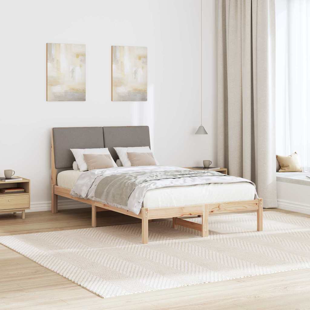 Bettgestell Braun und Taupe 135 x 190 cm Massivholz Kiefer