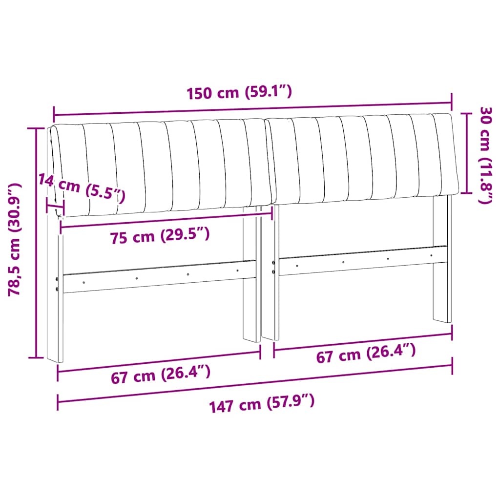 Gepolstertes Kopfteil Taupe 150 cm Massives Kiefernholz