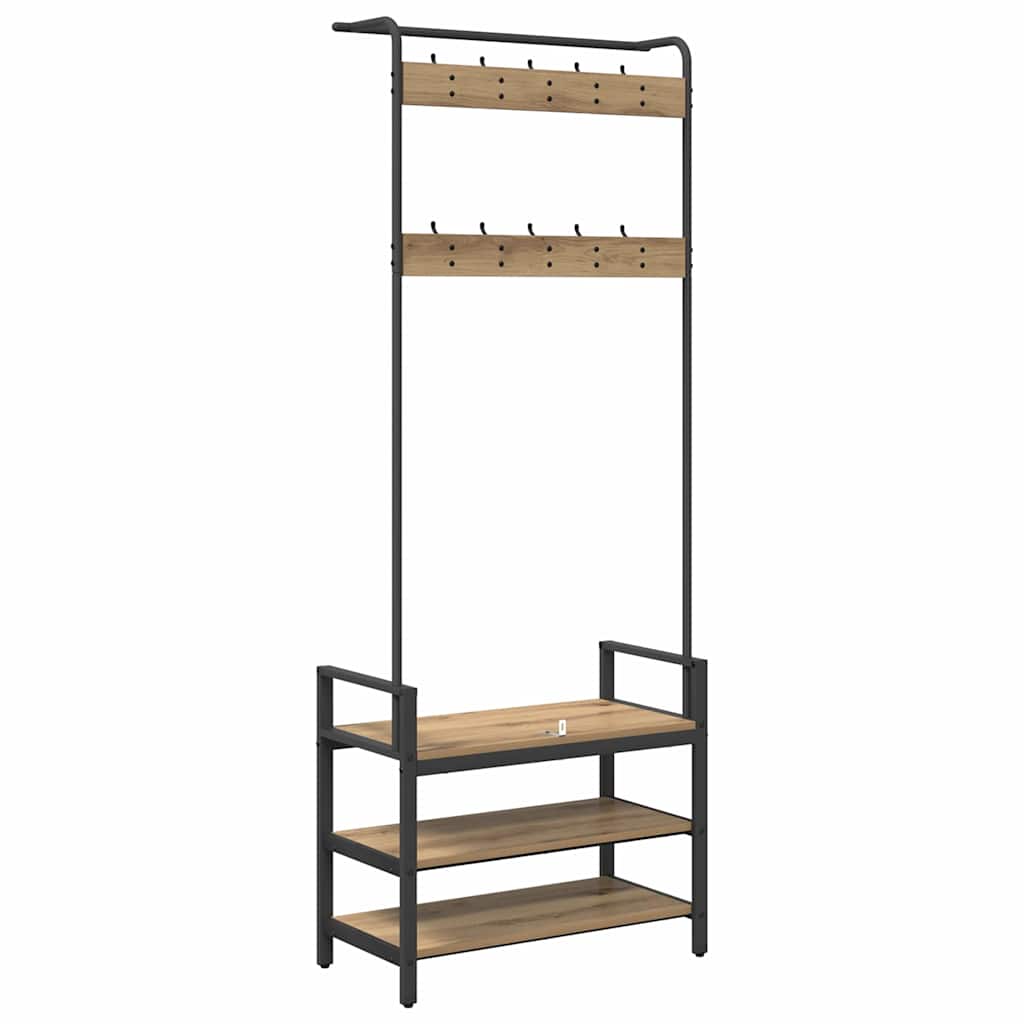 Kleiderständer Artisan-Eiche 75 x 34 x 184 cm Holzwerkstoff