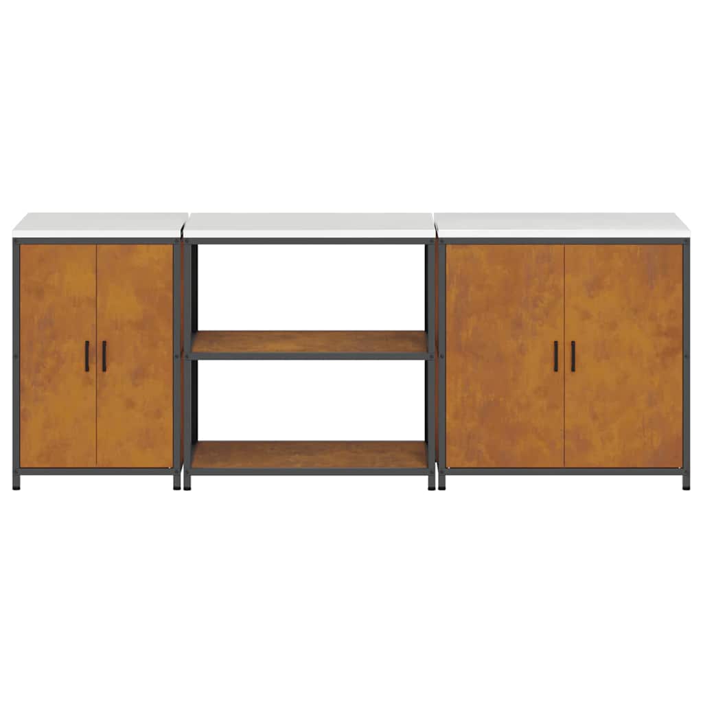 Aufbewahrungsset für die Küche mit Regal 3 pcs Rostig Stahl