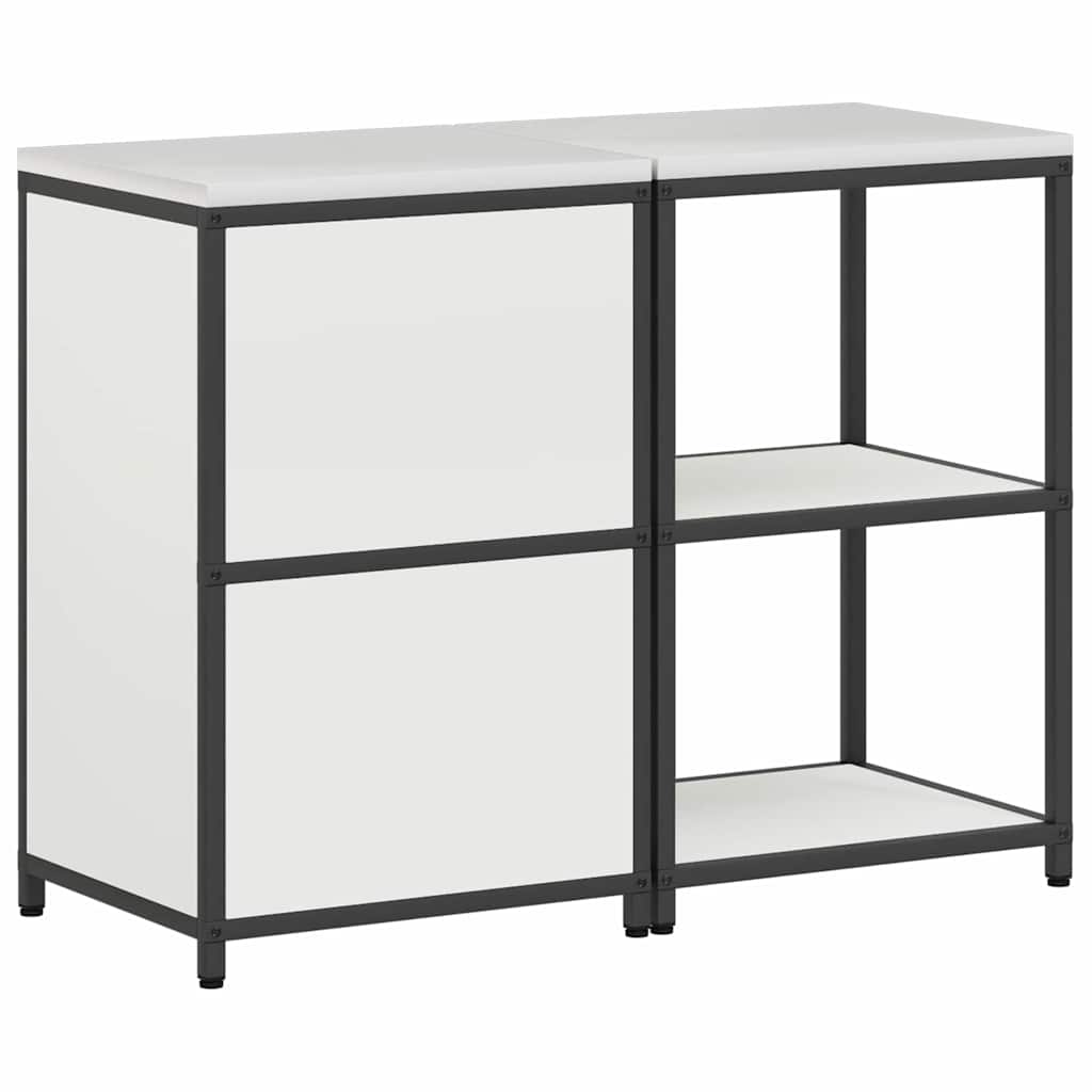 Küchenlager-Set mit Regal 2 pcs Weiß Kaltgewalzter Stahl