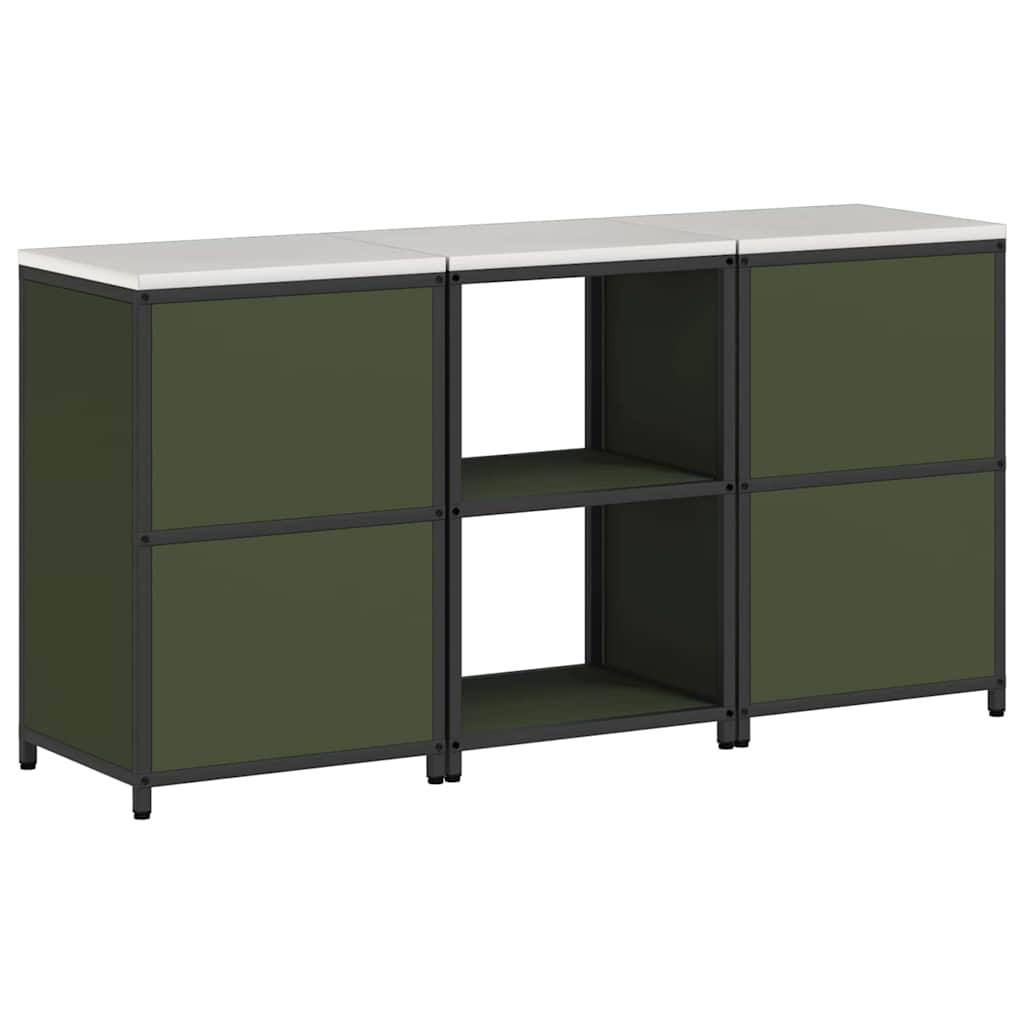 Küchenlager-Set mit Regal 3 pcs Olive Grün 180 x 50 x 92 cm