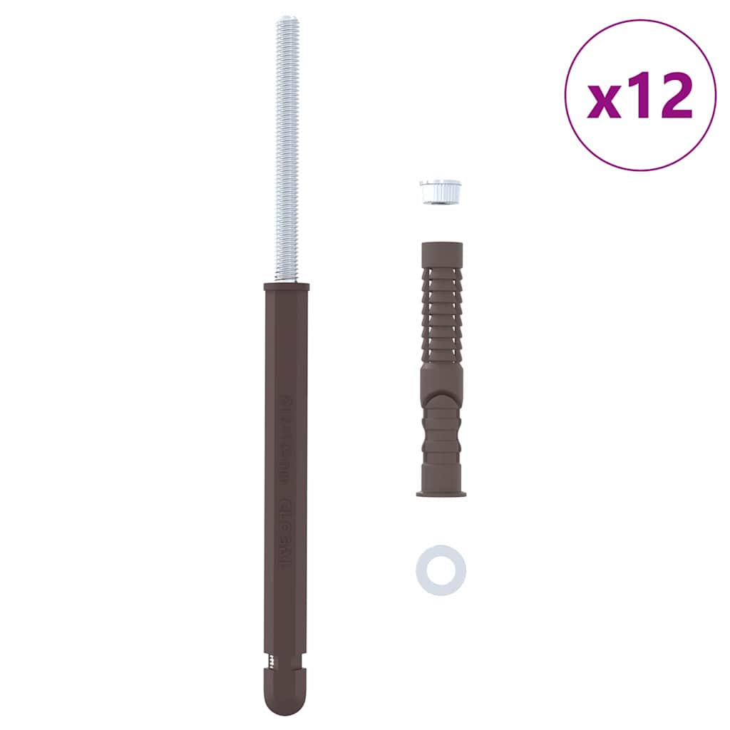 Schwebende Regalträger 12 pcs Braun Ø12 x 190 mm Stahl