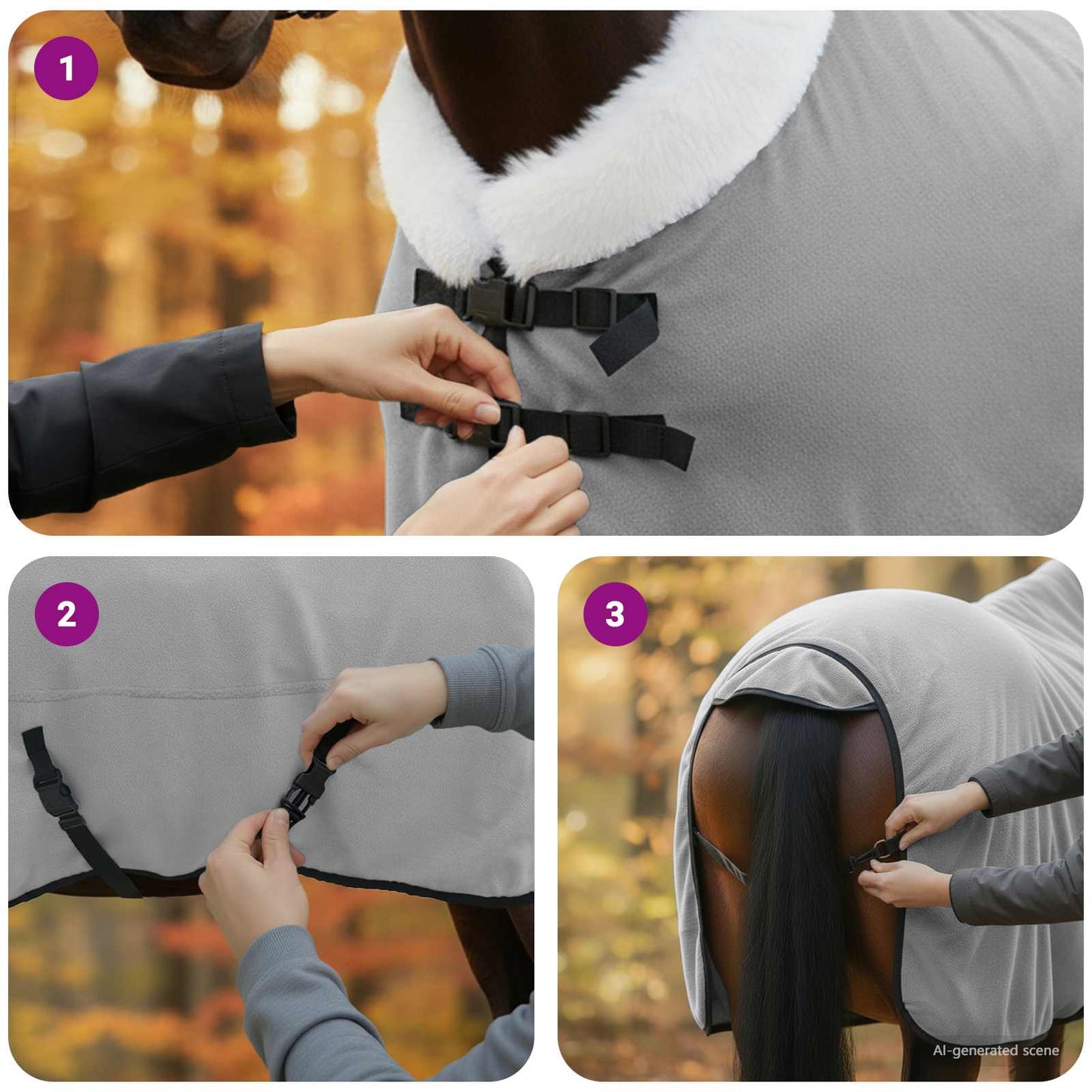 Pferdedecke Vollständiges Hellgrau 145 cm Polarfleece