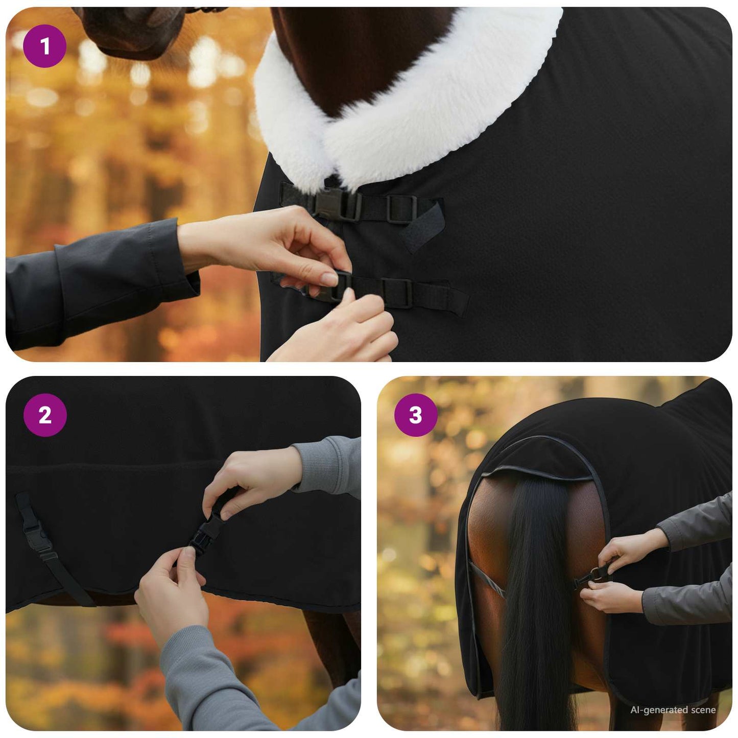 Pferdedecke Schwarz 155 cm Polarfleece
