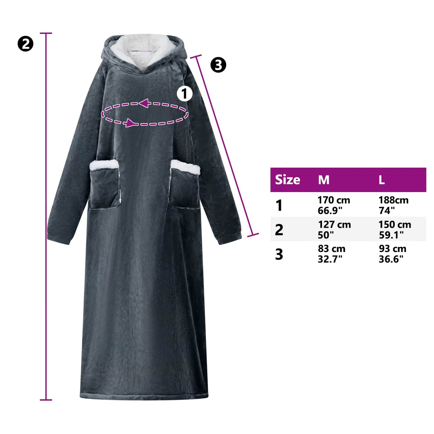 Decken-Hoodie Marineblau M Fleece und Flanell
