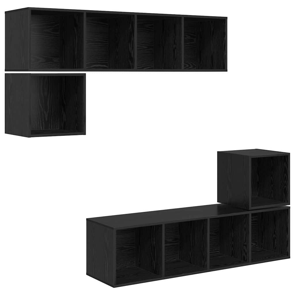 TV-Möbel-Set 4 pcs Schwarz Eichen-Optik 37 x 37 x 142,5 cm