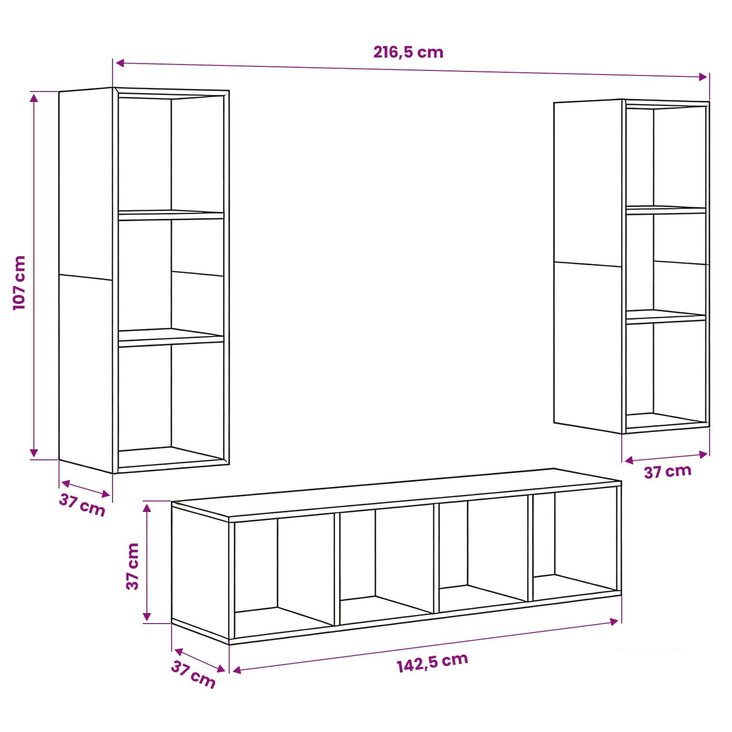TV-Schrankset Wandmontiert 3 pcs Altholz Holzwerkstoff