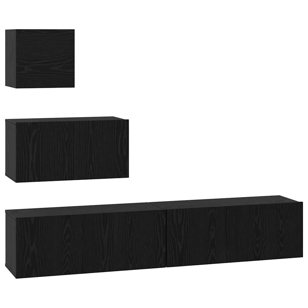 Wand TV Schrank 4 pcs Schwarz Eichen-Optik 80 x 30 x 30 cm