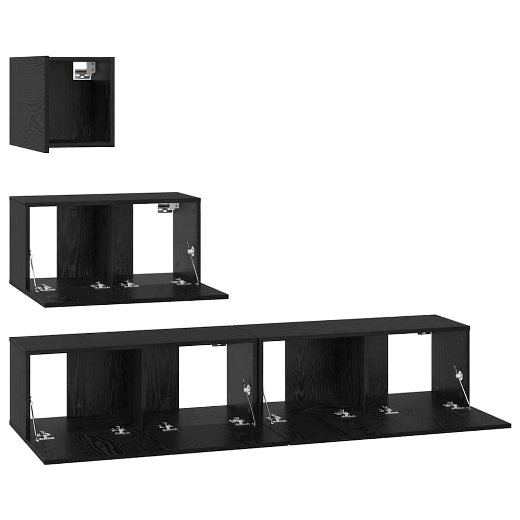 Wand TV Schrank 4 pcs Schwarz Eichen-Optik 80 x 30 x 30 cm