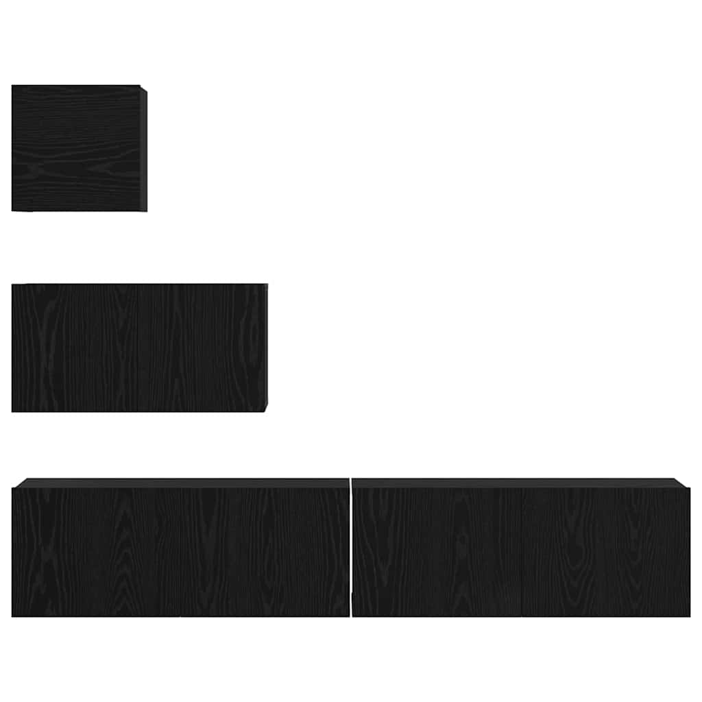 Wand TV Schrank 4 pcs Schwarz Eichen-Optik 80 x 30 x 30 cm